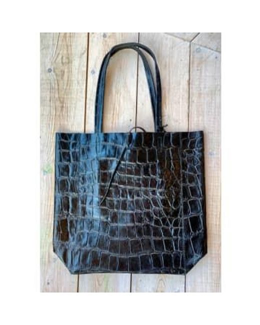 Marlon Blue Croc Shopper Handbag / Os