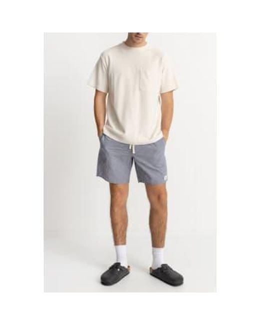 Rhythm Gray Seersucker Stripes Jam Shorts for men