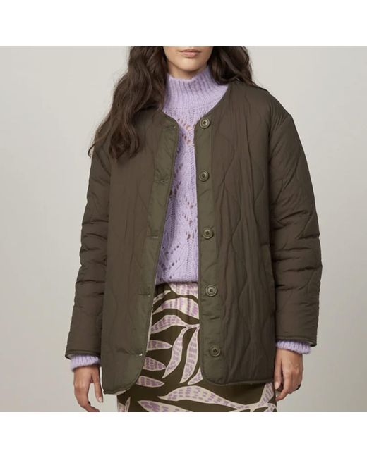 Hartford Military Reversible Quilted Sherpa Jacket in Green | Lyst