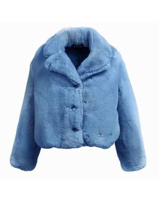 Freed Blue Reece Cropped Faux Fur Ice Jacket S
