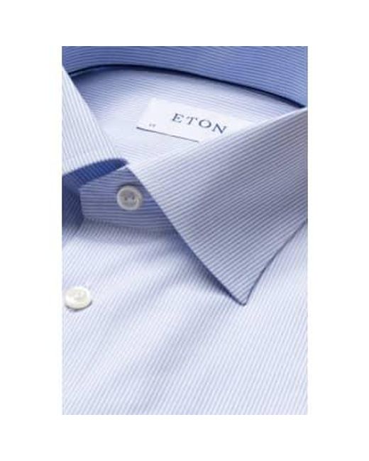 Eton of Sweden Blue Light Striped Slim Fit Cotton Four-way Stretch Shirt 10001177323