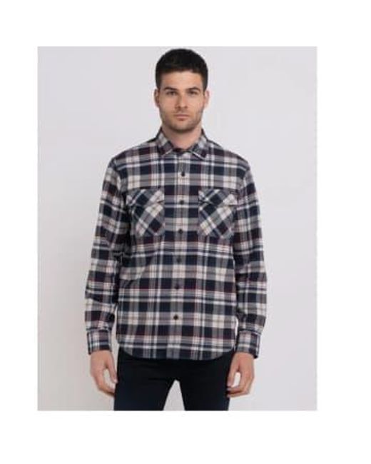 Replay Blue Check Pocket Flannel Shirt L for men
