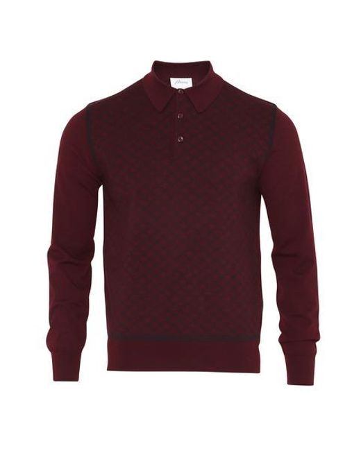 Burgundy Long Sleeve Polo Shirt in Pure Australian Merino Wool