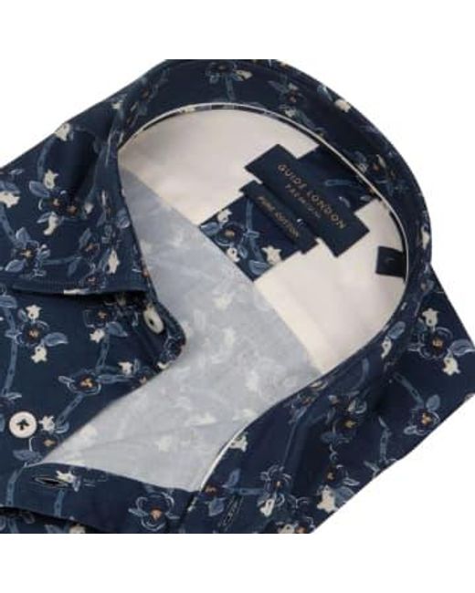 Guide London Blue Flower Stem Print Shirt Navy M for men