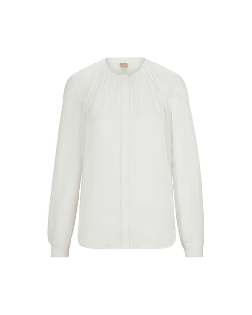 Biralana Silk Grandad Collar Shirt Col: 674 Rose vif, taille: 12 BOSS by HUGO  BOSS en coloris Blanc | Lyst