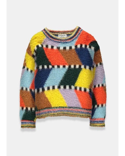 Essentiel Antwerp Multicolor Tahini Fluffy Sweater In Combo