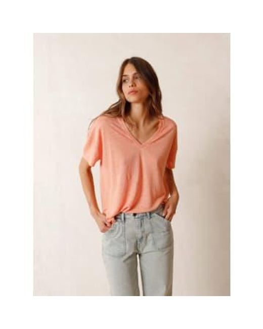 Indi & Cold Gray Rs336 Linen Mix V Neck Tee