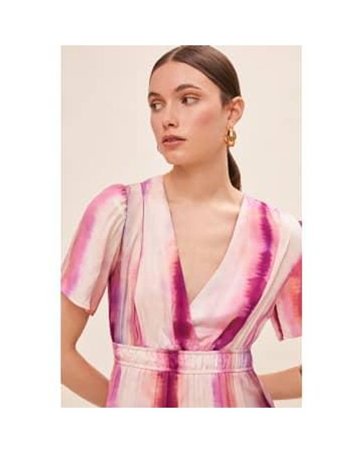 Suncoo Pink Carin Tie And Dye Printed Midi Dress