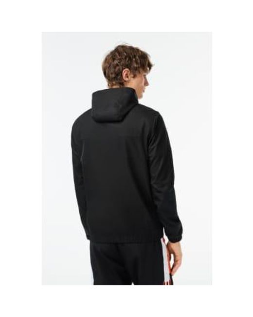 Veste sport à capuche zippée en fibres recyclées Lacoste pour homme en coloris Black
