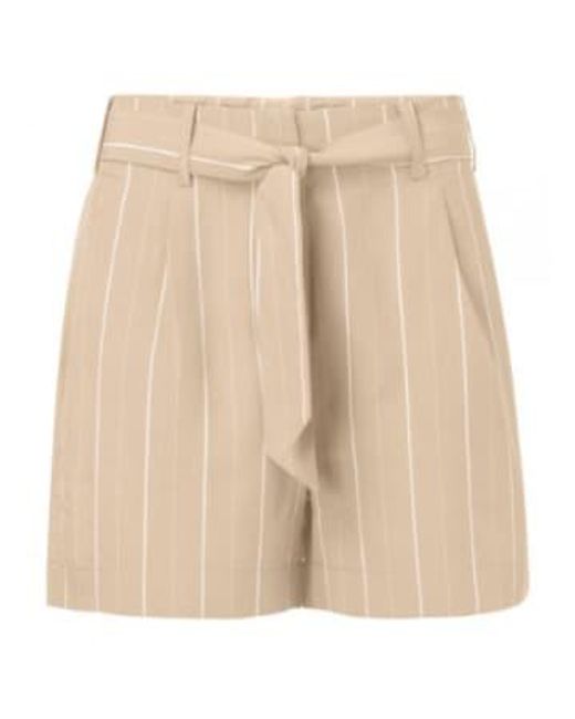 Yaya Natural 123101 Stripes & Tie Paper Bag Waist Shorts