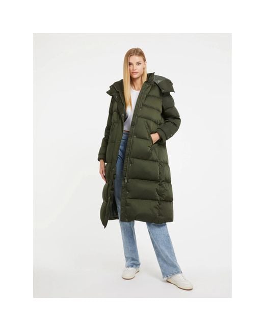 Guess Green Ines Long Down Jacket