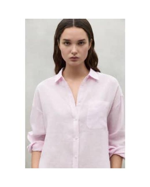 Ecoalf Gray Daria Striped Linen Shirt Xs