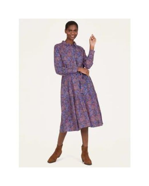 Thought Purple Periwinkle Fawn Printed Midi Shirt Dress 8