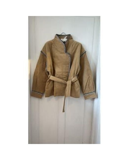 Suncoo Natural Emmy Camel Safari Style Padded Quilted Kimono Jacket Coat Shacket 14
