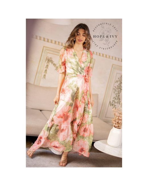 Hope & Ivy Pink Briella Maxi Dress