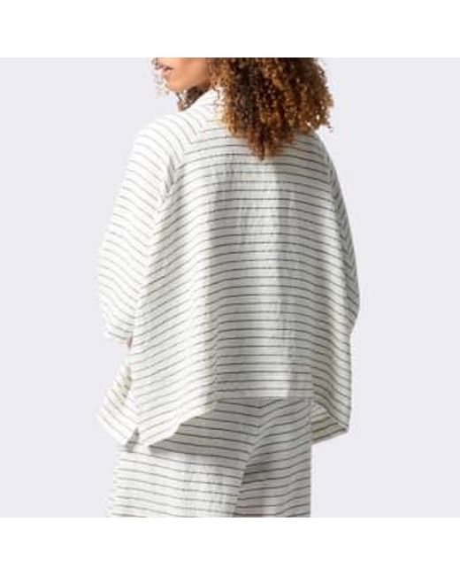 Sahara Gray Linen Viscose Stripe Boxy Jacket Ivory/ M/l