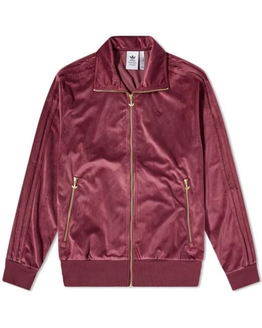 Adidas Red Velour Track Top Victory Crimson for men