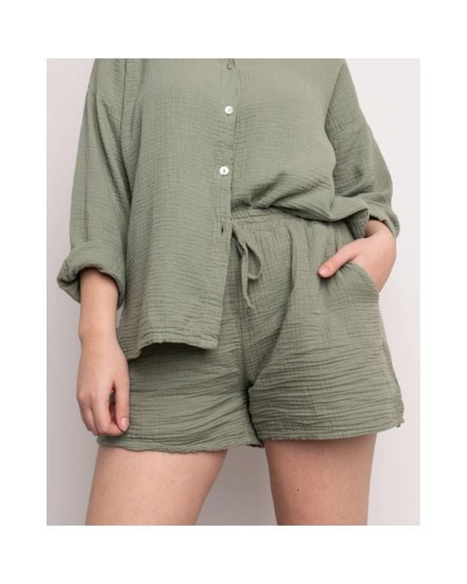 jackieandkate Bluse + Shorts Set Khaki in Green | Lyst
