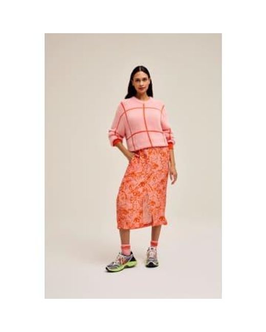 CKS Orange Bright And Pink Print Dorisa Midi Dress Small