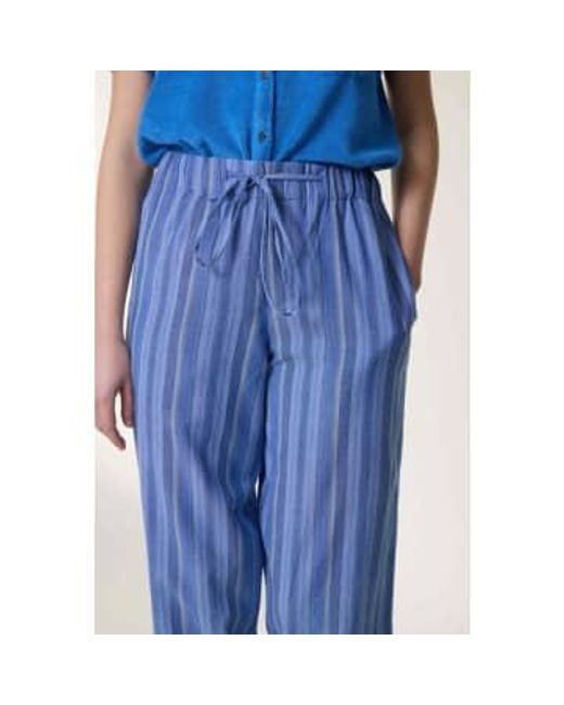 Leon & Harper Blue Permin Stripe Trousers S