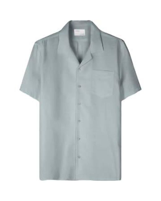 COLORFUL STANDARD Blue Steel Linen Short Sleeved Shirt S for men