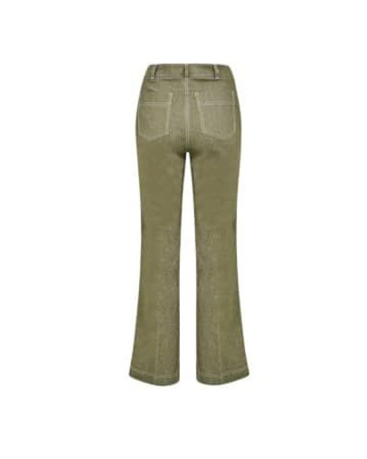 Marella Green Kick Flare Denim Trousers 12 Khaki