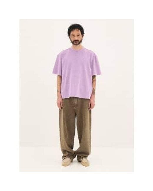 PARTIMENTO Purple Vintage Washed Tee In for men