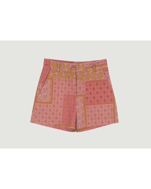 Sessun Red Cotton Shorts With Fancy Pattern Lucca