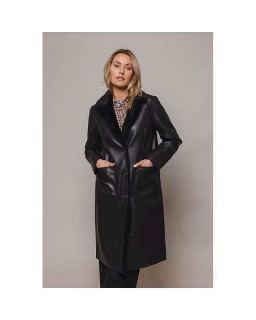 Rino And Pelle Gray Coat Jula Reversible Faux Leather Fur Black