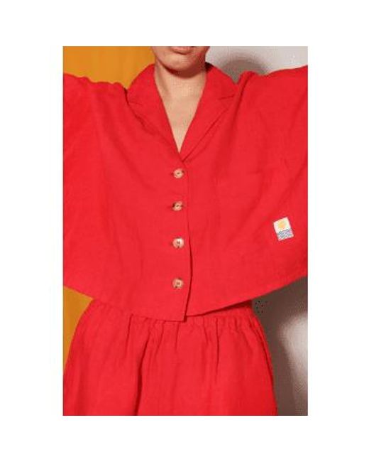 Maxim Linen Vermillion Shirt di L.F.Markey in Red