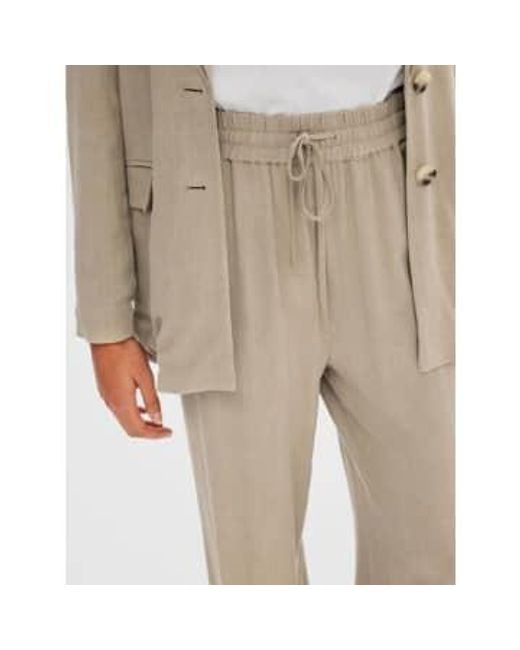 SELECTED Natural High-waisted Trousers Linen Mix 34