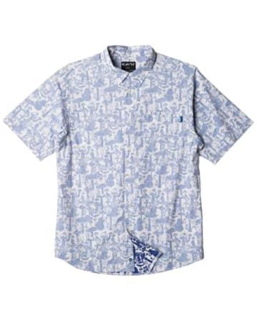Kavu Blue Topspot Short Sleeve Shirt Mushroom Est Small for men