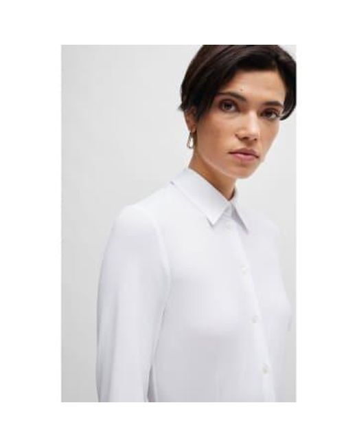 Boanna stretch fitted shirt taille: 12, col: blanc Boss en coloris White