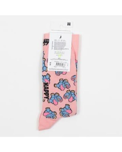 Chaussettes d'éléphants gonflables en rose clair Happy Socks pour homme en coloris Red
