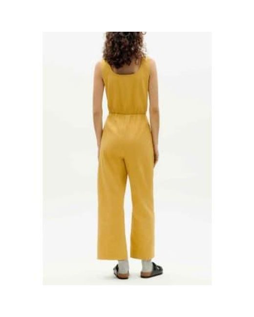 Thinking Mu Yellow Ambar Crinkled Rafflesia Jumpsuit / S
