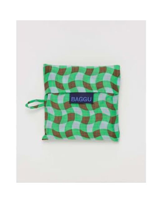 Standard Bag Wavy Gingham di Baggu in Green