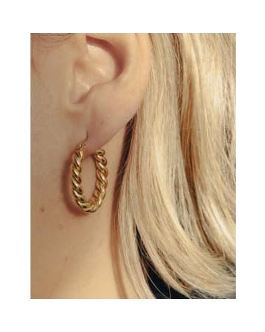 Nordic Muse Brown Small Twist Hoop Earrings, 18k Tarnish-free Waterproof