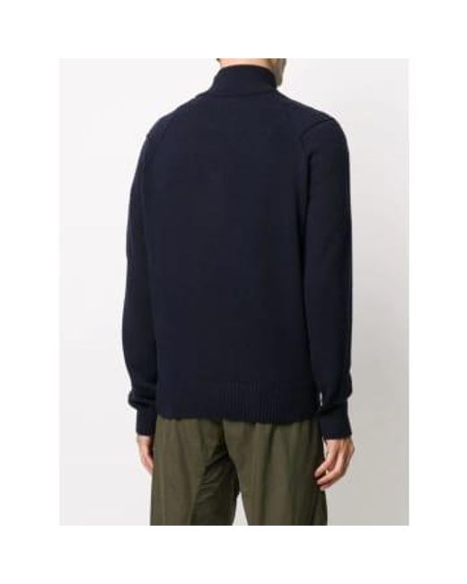 C P Company Blue C.p. Knitwear Polo Collar Lambswool Navy 50 for men