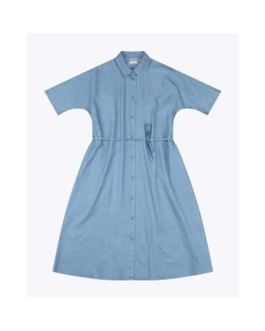 Wemoto Blue Fae Chambray Maxi Shirt Dress Xs