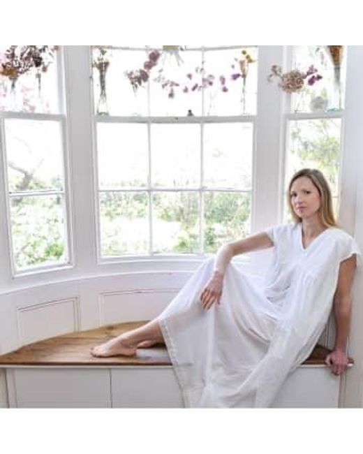 Powell Craft White Damen weiße baumwollspitze panel nachthemd 'valerie'