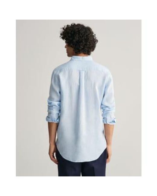 Camisa lino pecho hoja ajuste regular en capri 3240067 468 Gant de hombre de color Blue