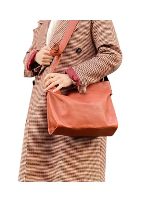 Grand sac besace en cuir camel Naterra en coloris Orange