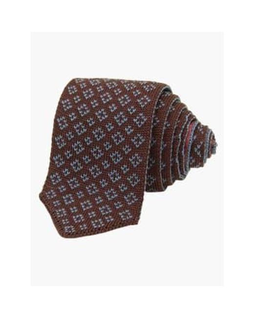 40 Colori Brown Burgundy Small Diamonds Silk Knitted Tie Os for men