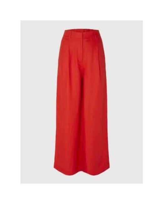 SELECTED Red Highwaisted Wide Leg Trouser 36