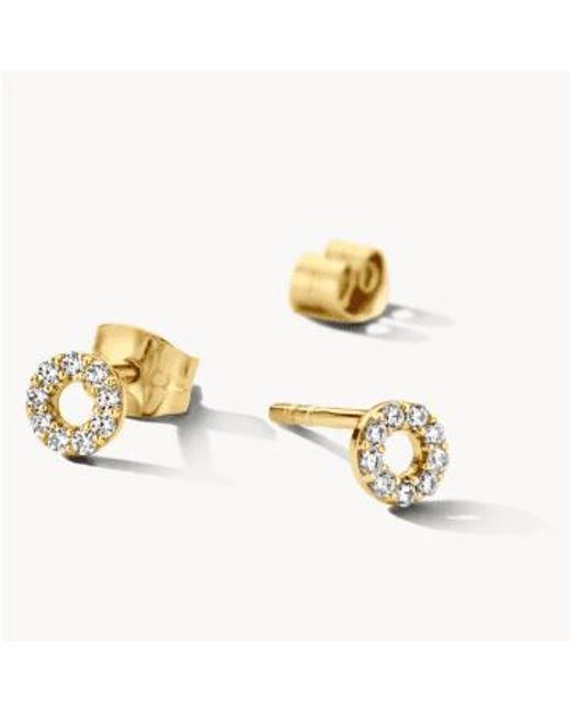 Blush Lingerie Metallic 14k Gold Pave Circle Stud Earrings