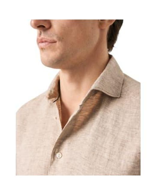 Camisa sarga lino contemporánea marrón 10000470938 Eton of Sweden de hombre de color Natural