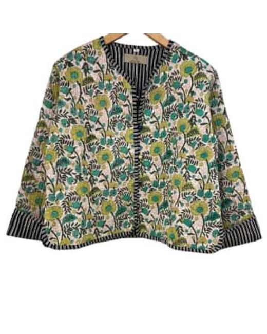 Behotribe  &  Nekewlam Green Jacket Cotton Quilted Reversable Floral Extra Large