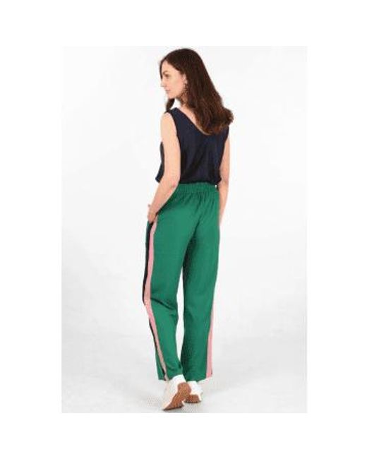 Pantalones pierna ancho cintura elástica doble franja en ver MSH de color Green