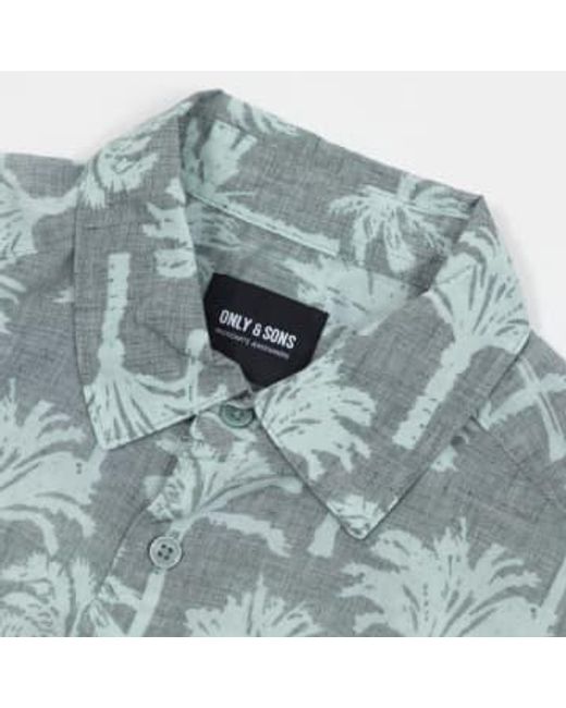 Only And Sons Only And Sons Palm Tree Shirt In di Only & Sons in Blue da Uomo