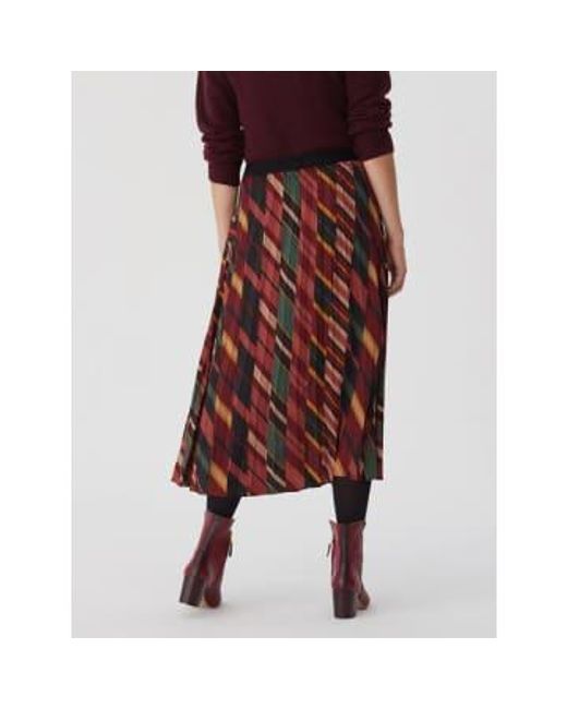 Nice Things Red Mixed Stripe Print Pleated Skirt From 38